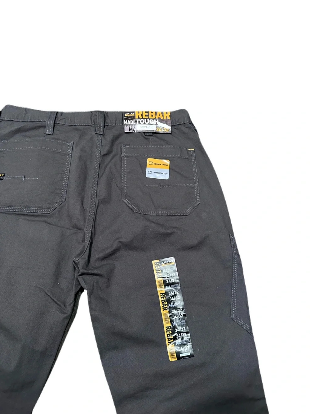 Ariat Rebar M4 Relaxed Straight Leg Double Knee Pants Gray 34x32 New With Tags - Picture 3 of 8